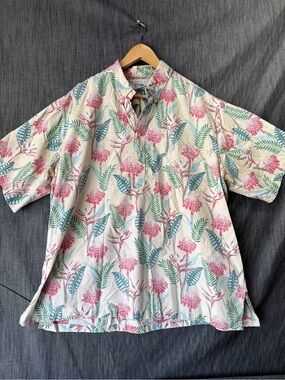 Vintage Reyn Spooner 1/2 Button Hawaiian Shirt Floral Leaf Multicolor Men's XXL